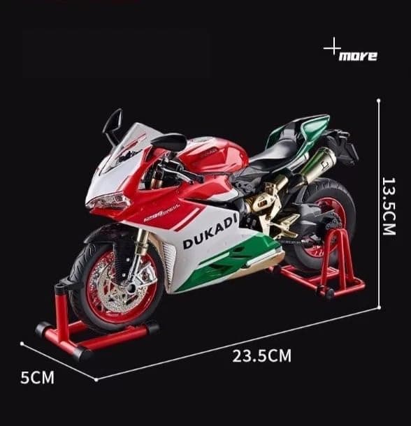 KIDOYZ Ducati Panigale Diecast Motorcycle Toy 1:9 Scale | 23.5cm Model Bike with LED Lights, Sound Effects, Ignition & Smoke Spray | Red White Green — view 4