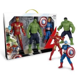 KIDOYZ 3-in-1 Jumbo Superhero Action Figure Set | Large Iron Man, Hulk & Captain America Figures with Accessories | Collectible Pretend Play Toys for Boys & Girls Ages 3+