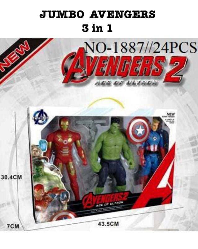 KIDOYZ 3-in-1 Jumbo Superhero Action Figure Set | Large Iron Man, Hulk & Captain America Figures with Accessories | Collectible Pretend Play Toys for Boys & Girls Ages 3+ — view 3