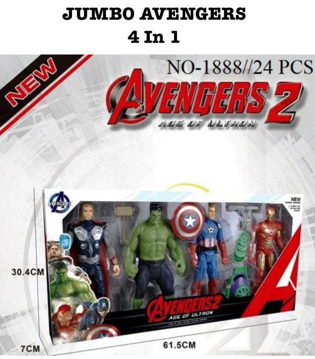 KIDOYZ 4-in-1 Jumbo Superhero Action Figure Set | Large Iron Man, Hulk & Captain America Figures with Accessories | Collectible Pretend Play Toys for Boys & Girls Ages 3+ — view 2