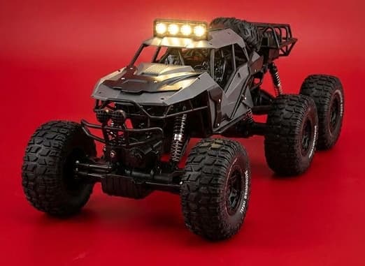 MOKA 6x6 Heavy Duty Remote Control Rock Crawler, All-Terrain Monster RC Truck with 6 Big Wheels, Shock Absorber Suspension & LED Headlights (Model 2198) — view 3