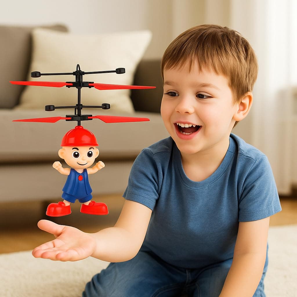 Kidoyz Cartoon Boy Helicopter Toy with Hand Sensor | Rechargeable LED Induction Drone for Kids | Infrared Control Flying Toy for Boys & Girls — view 2