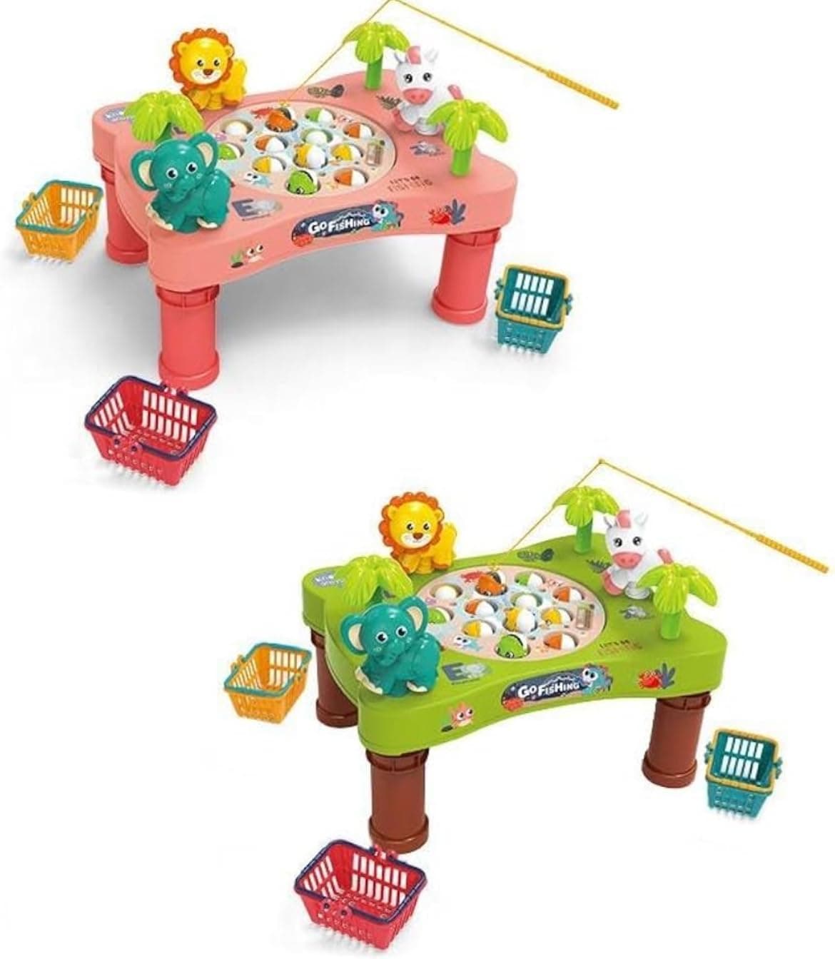 Electric Rotating Zoo Fishing Game Table Toy Set | Musical Interactive Fishing Game with Fishing Rods & Colorful Fish