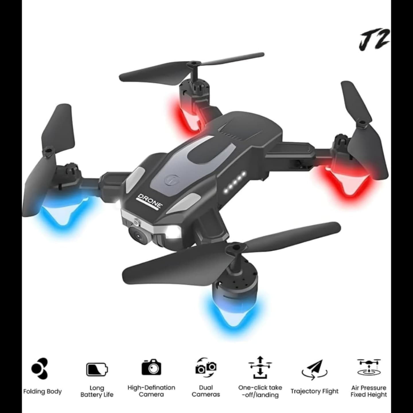 Kidoyz J2 Foldable Toy Drone for Kids & Beginners 4K Dual Camera, Obstacle Avoidance, Altitude Hold & Easy One-Key Takeoff Perfect Indoor & Outdoor Starter Drone — view 5