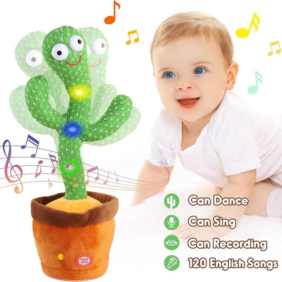 Rechargeable Dancing Cactus Toy for Kids | Talking Mimicking  Cactus – Sings 120 Songs, Wriggles & Repeats What You Say |  Singing Recording Plush Baby Toy with LED Lights | Boys & Girls — view 2