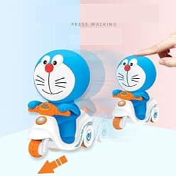 Doraemon Pressure Friction Toddler Car Toy, Push and Go Doraemon Scooter Toy for Kids (Pack of 1)