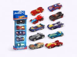 Hot Wheels Avengers Simulation Scale Die-Cast Metal Toy Cars Set, Superhero Character Mini Alloy Racing Vehicles Pack for Kids (Item No. 1210C-3, Pack of 5/6)