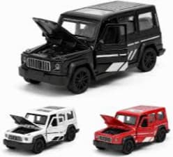 Mercedes-Benz G63 AMG G-Wagon 1:36 Scale Alloy Metal Die-Cast Toy Car Model, Pull-Back Recoil SUV Vehicle with Sound, Light & Openable Doors