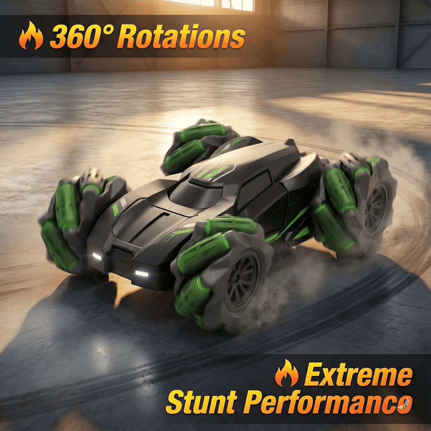 Kidoyz Remote Control Drift Stunt Car 4WD | 360° Rotating | DualSided Climbing | High-Speed Tumbling | Rechargeable Stunt Car | C-Type Charging — view 2
