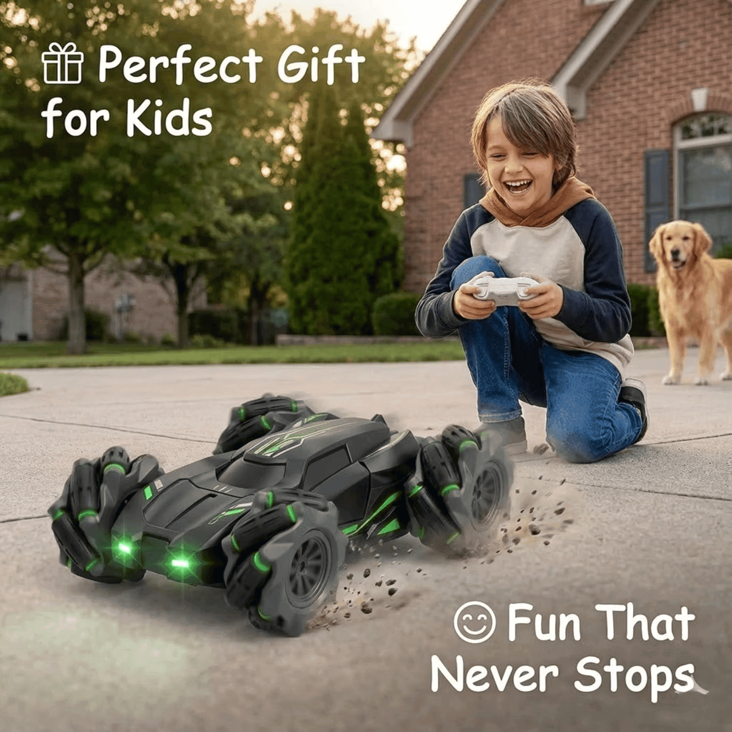 Kidoyz Remote Control Drift Stunt Car 4WD | 360° Rotating | DualSided Climbing | High-Speed Tumbling | Rechargeable Stunt Car | C-Type Charging — view 3