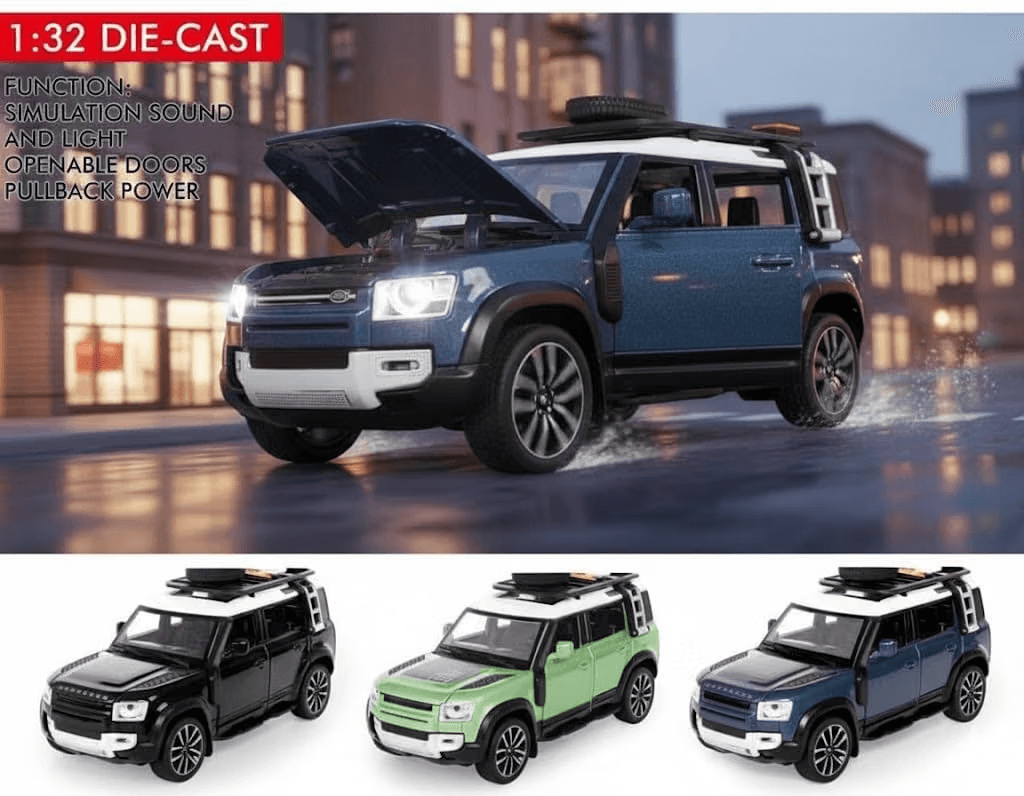 Range Rover Defender 1:32 Scale Model Car Exclusive Alloy Metal Pull Back Die-cast Car Metal Pullback Toy car with Openable Doors & Light Music Best Gifts Toys Kids【Colors as Per Stock】 — view 2