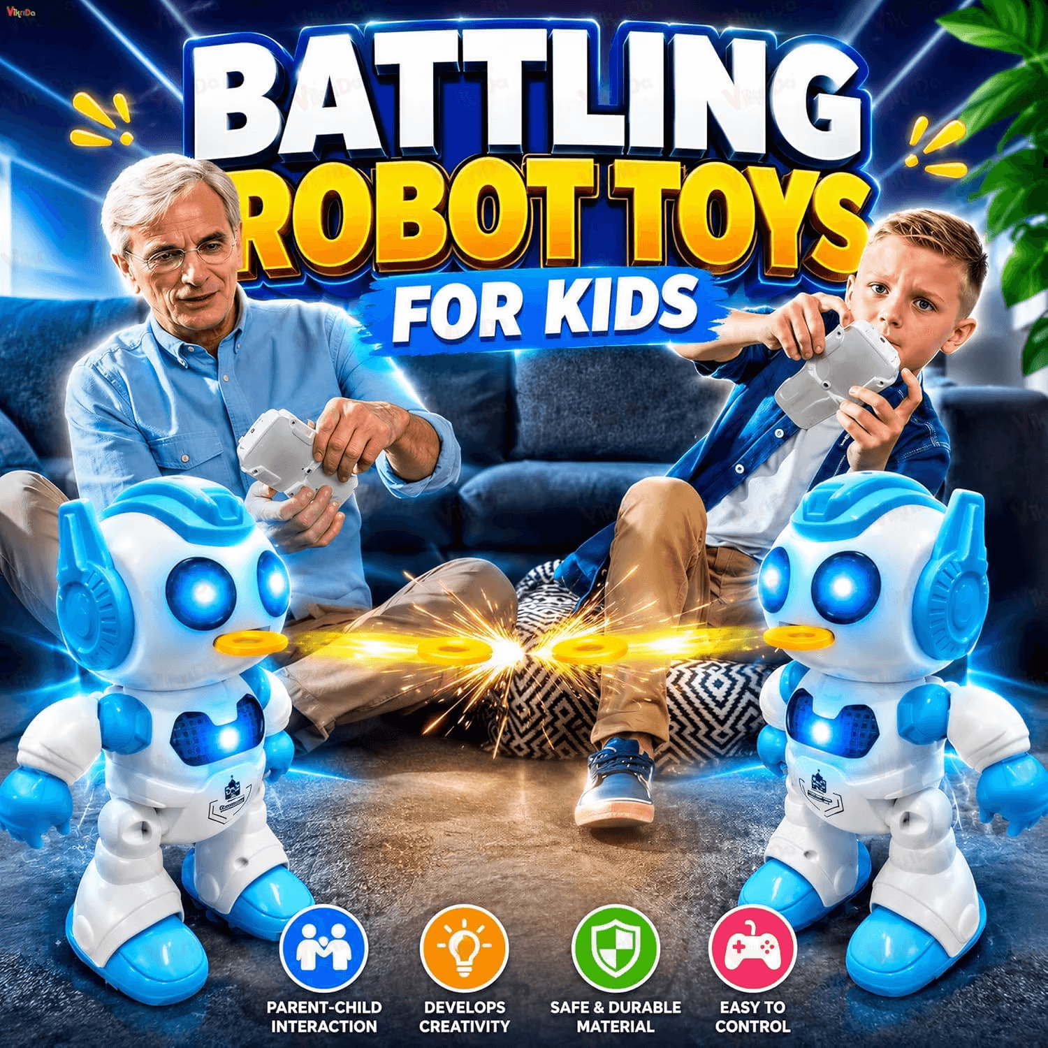 Kidoyz RC Dancing Robot Toy | 2.4GHz Remote Control | LED Lights, Music & Interactive Dance Moves | Battery Operated Toy — view 4