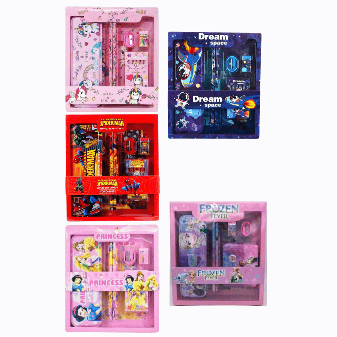 Kidoyz 5pcs Cute Cartoon Stationery Set - Includes Pencil scale , eraser note - Return Gifts Birthday Party for kids - Best Birthday Return Gifts for Kids In Bulk