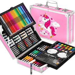 Kidoyz Art Set for Kids, 145 Pieces Drawing Kit with Colour Pencils, Oil Pastels, Paint Brushes, Unicorn Theme Art Set