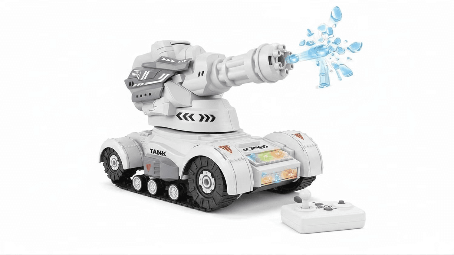 Kidoyz 1:18 Scale RC Battle Tank Toy with Water Shooting Gun | 360°  Rotating Turret | LED Lights | Rechargeable | Remote Control  Military Tank for Boys | Ages 6–15