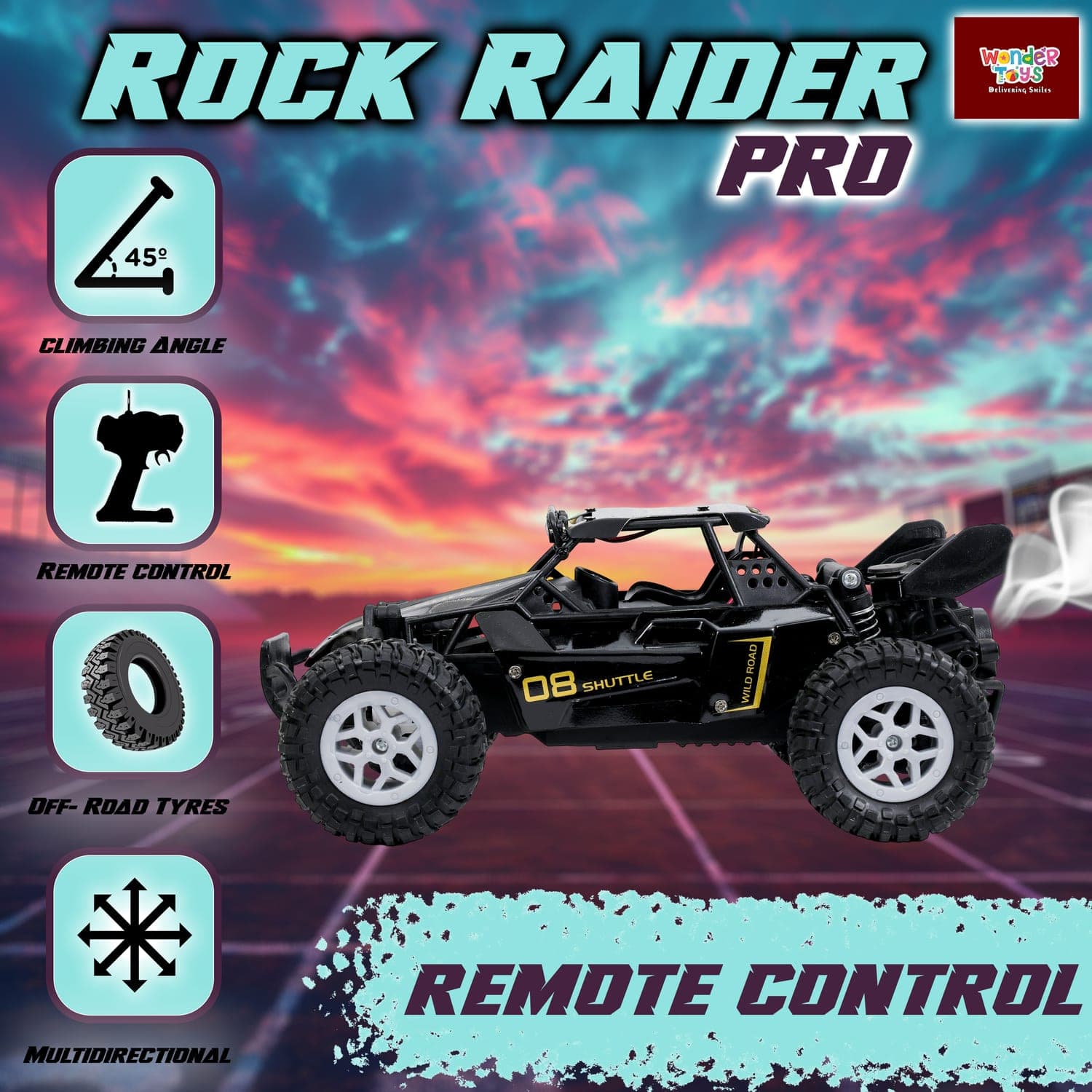 Rock Raider Pro RC Off-Road Buggy | App + 2.4GHz Remote Control  | Mist Exhaust Effect | LED Light Bar | 45° Climbing |  Rechargeable Type-C | Gift for Boys | Ages 6+ — view 2