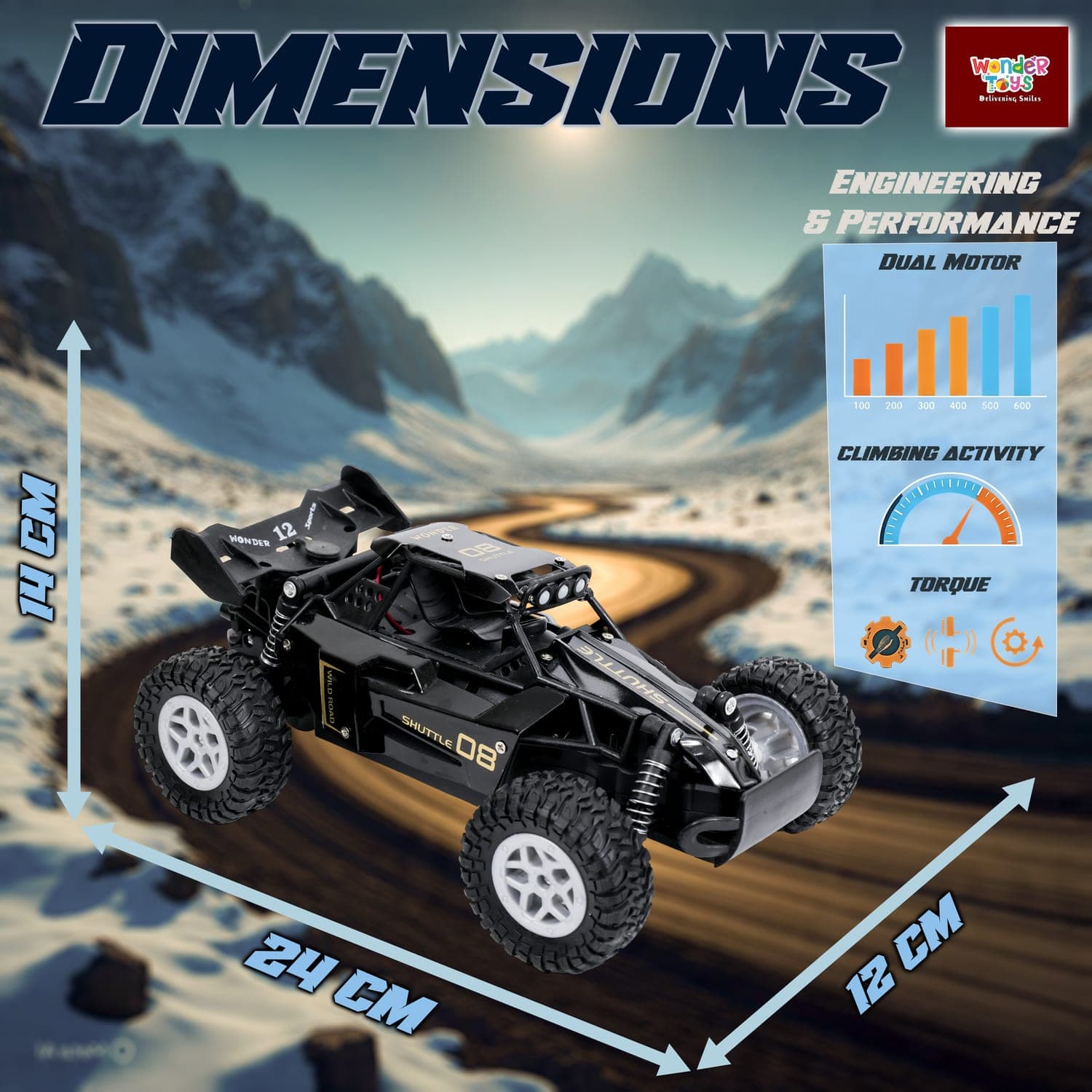 Rock Raider Pro RC Off-Road Buggy | App + 2.4GHz Remote Control  | Mist Exhaust Effect | LED Light Bar | 45° Climbing |  Rechargeable Type-C | Gift for Boys | Ages 6+ — view 4