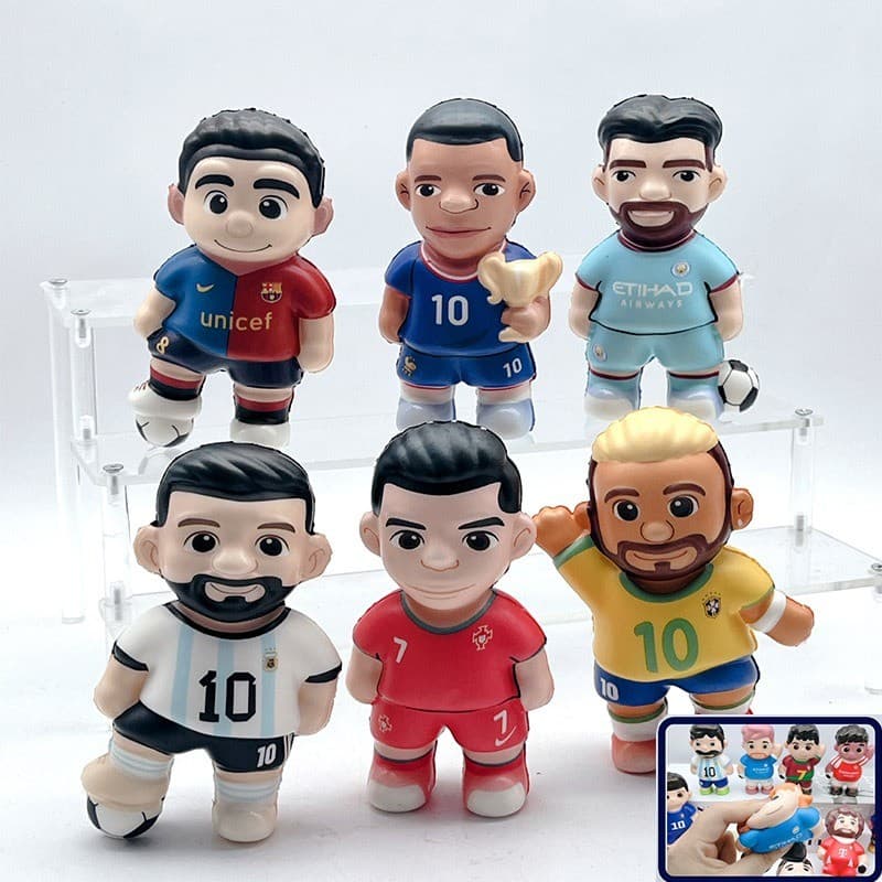 Kidoyz 12Pcs Footballer Squishy Toys Set — Stress Relief Squeeze Ball Figures for Kids
