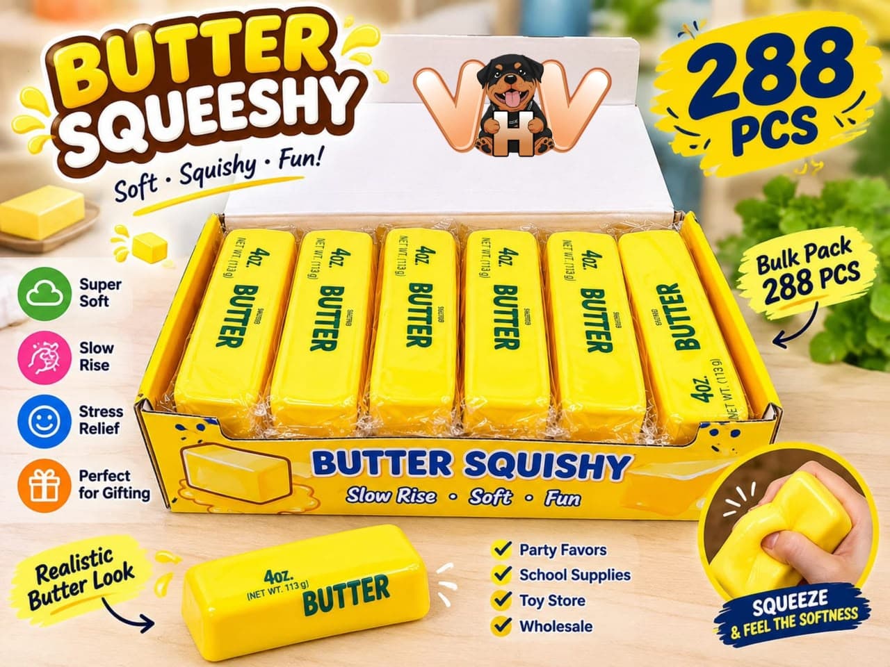Butter Stick Squishy Toy | Slow Rising Squeeze Fidget Toy |  Soft PU Foam Stress & Anxiety Relief | Sensory Desk Toy for  Kids, Teens & Adults | Party Favor Gift — view 3