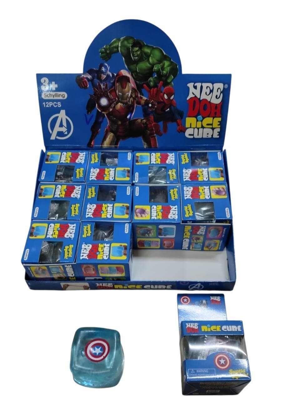 Schylling NeeDoh Nice Cube – Marvel Avengers, 12-Piece Display Box