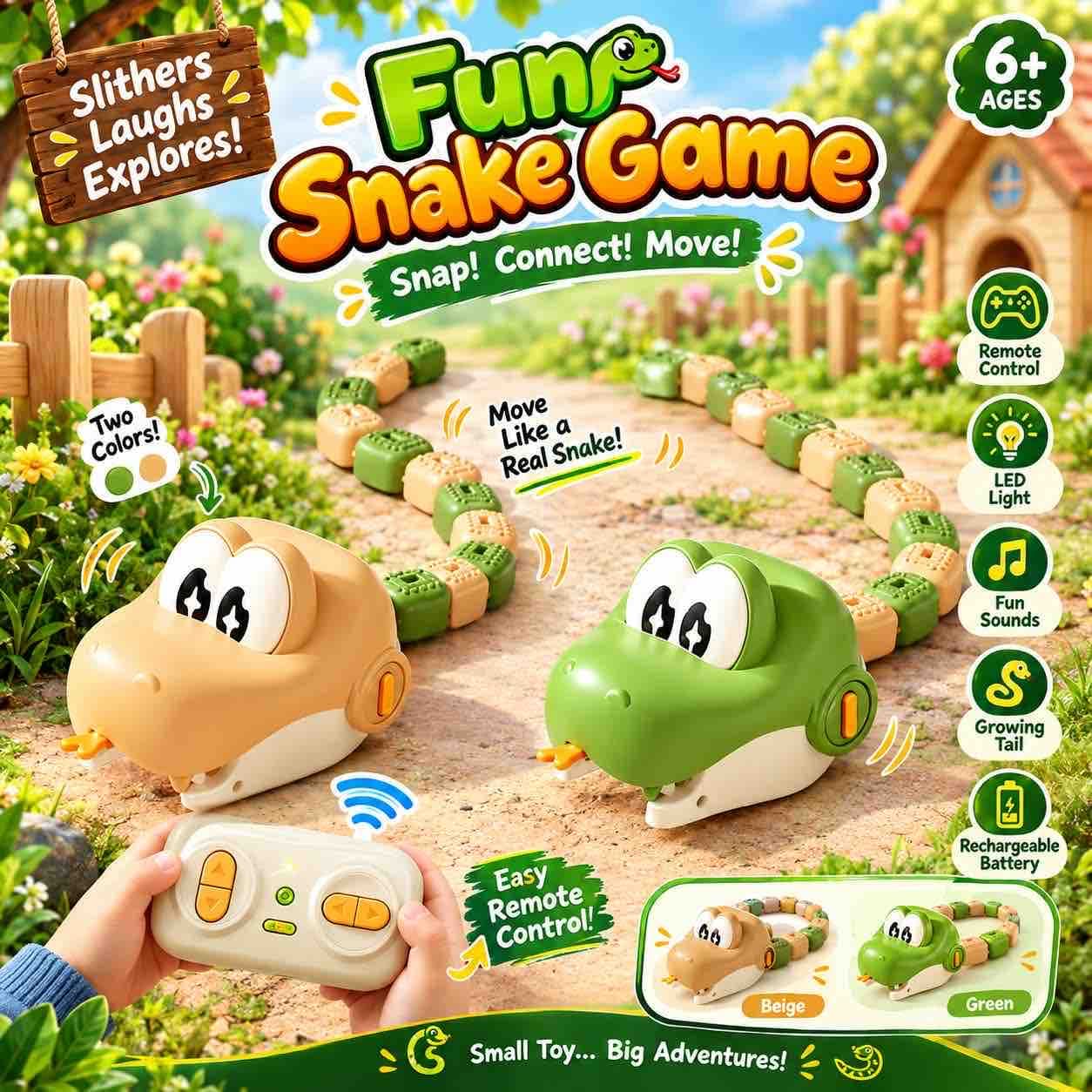 Kidoyz Magnetic Remote Control Greedy Snake Game Toy | RC Snake with  Magnetic Segments | Eating & Chasing Multiplayer Competitive  Game | Sound Effects | Gift for Boys & Girls | Ages 4+ — view 4