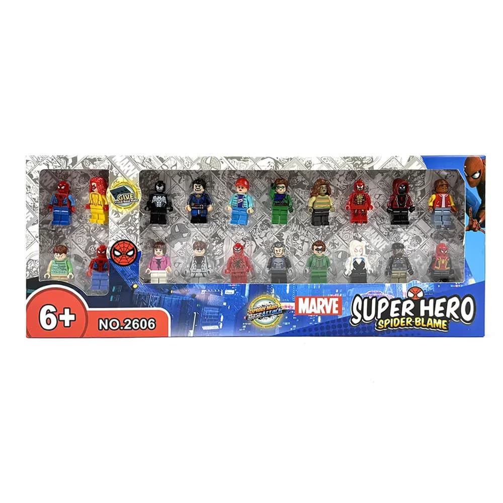 Lego Style Building Block Superhero Minifigures Set  | Spider-Man, Iron Man, Hulk &  More | Birthday Gift for Boys | Ages 6+