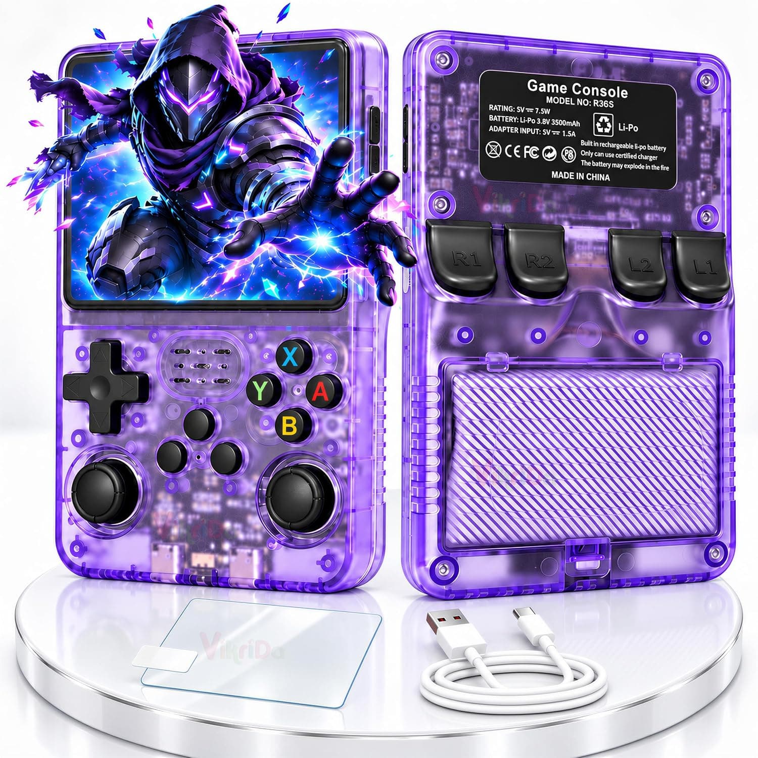 R36S Video Game Handheld Console, Built-in 64GB TF Card, 3.5 Inch IPS Screen, Retro Linux System, Support 15000+ Classic Games, 2.4G Wireless Gamepad, TV, Monitor Connection | R365