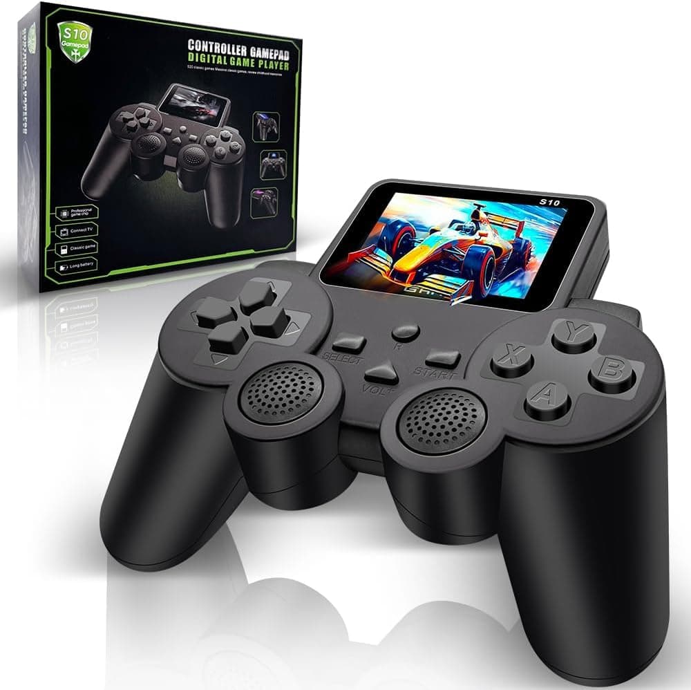 Kidoyz S10 Controller Gamepad Digital Game Player | 520 Classic Games, 3 Inch Screen, TV Connect, Rechargeable Handheld Console for Kids