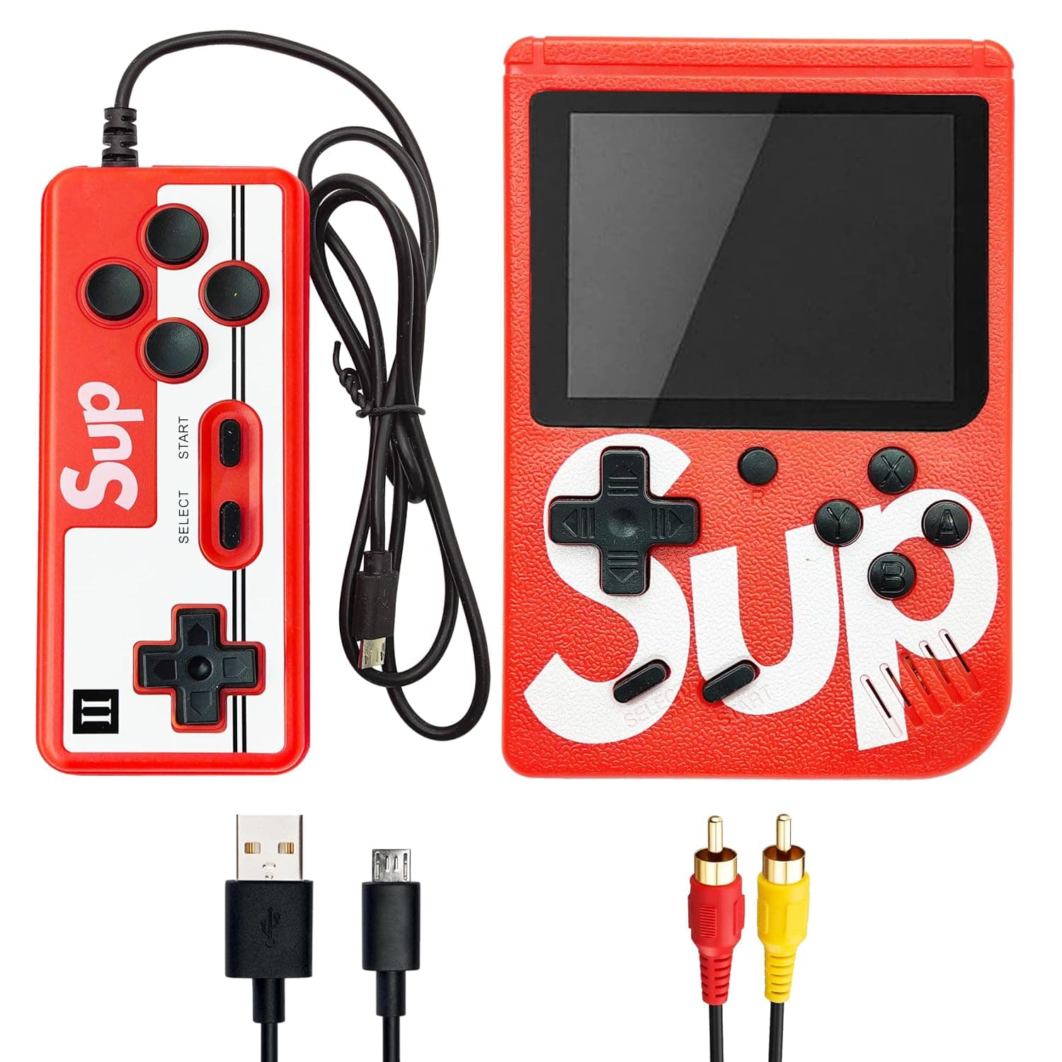 Kidoyz SUP Game Box 400 in 1 with Second Controller | 2 Player Retro Handheld Console, AV Cable for TV, Rechargeable