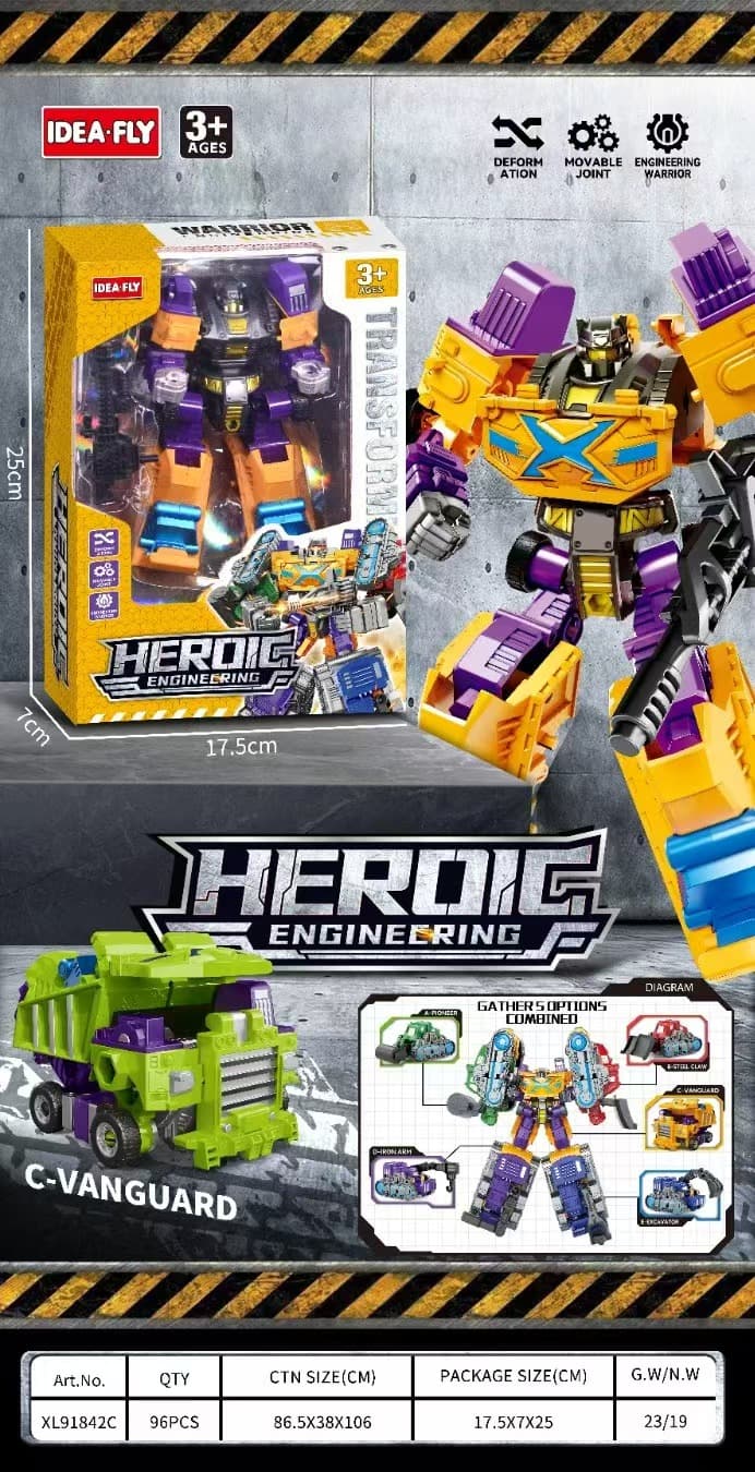 KIDOYZ 5-in-1 Construction Vehicle Robot Toy Set | Transforming Engineering Truck & Vehicle Action Figure Playset with Accessories for Kids Ages 3+ — view 5
