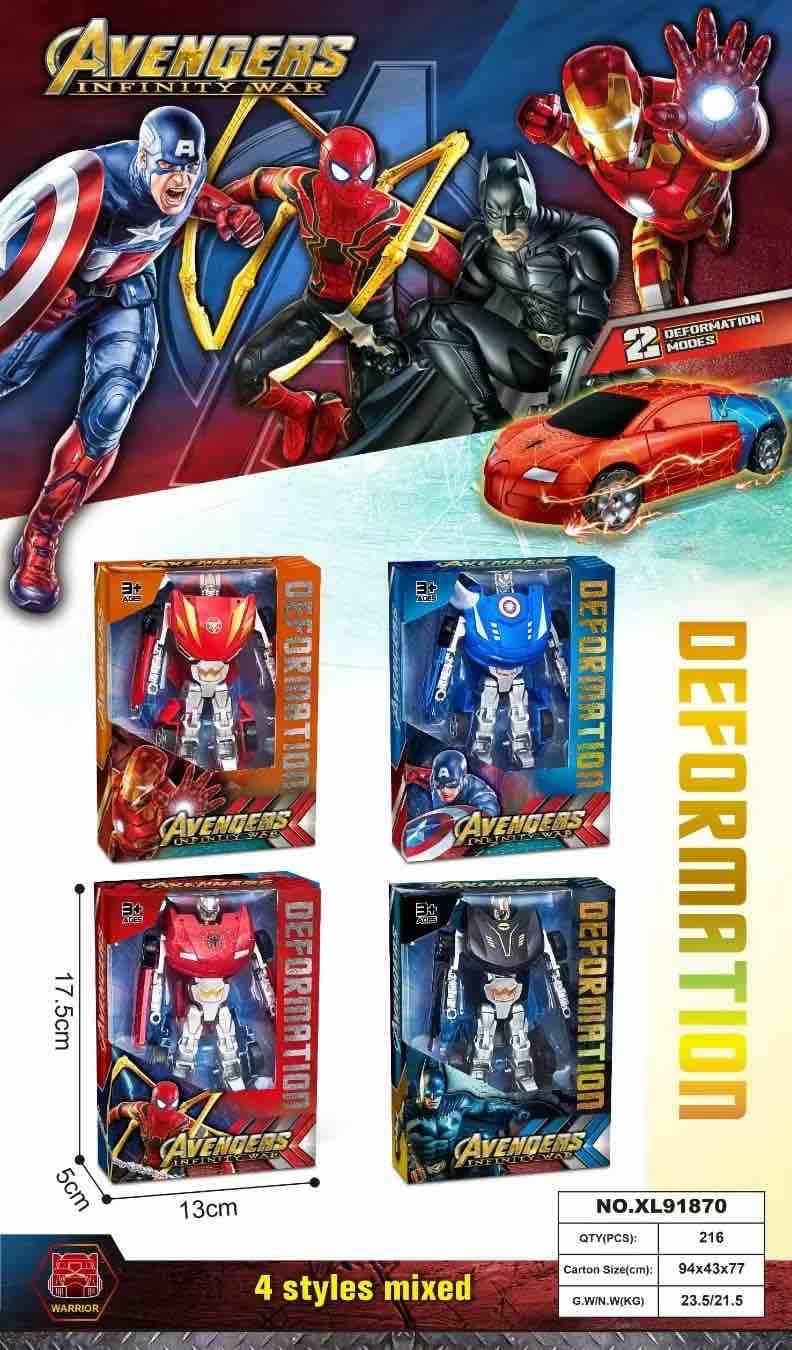 Kidoyz 2-in-1 Superhero Deformation Transformer Toy | Robot to Car  Action Figure | Iron Man, Spider-Man, Captain America & Batman  | 4 Styles | Random Dispatched — view 3