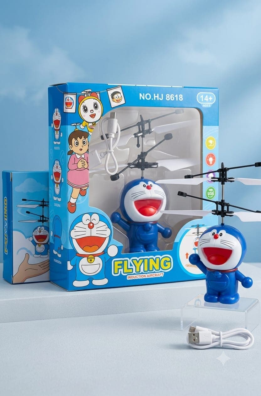 Flying Doraemon Toy | Hand Sensor Infrared Induction Mini Drone  | LED Flashing Lights | USB Rechargeable | Gravity Sensor  Helicopter Aircraft | Gift for Boys & Girls | Ages 3+