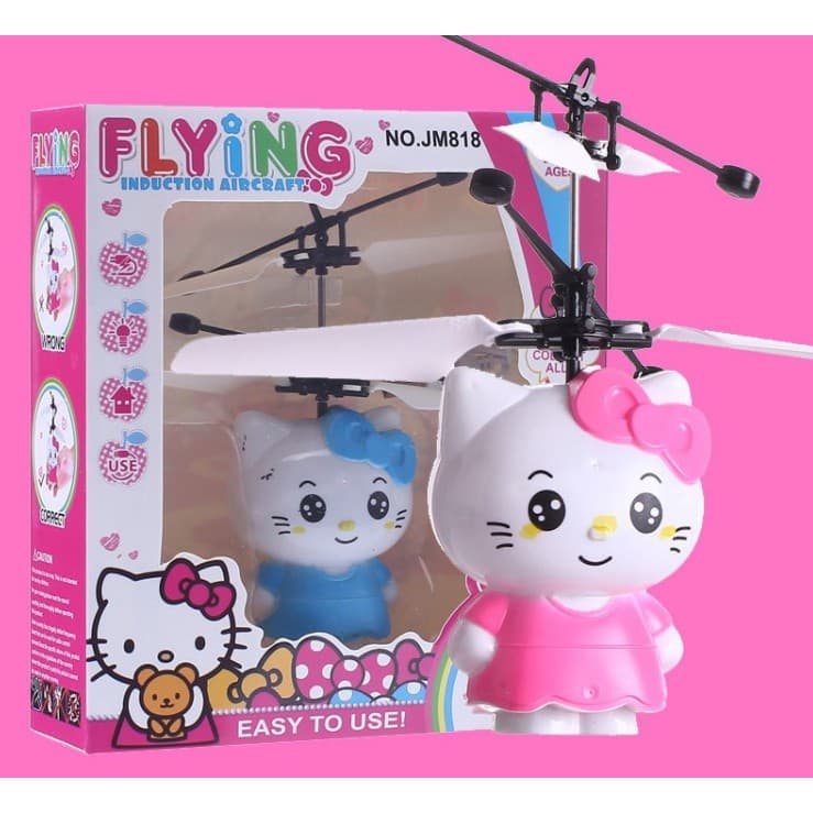 Flying Hello Kitty Toy | Hand Sensor Infrared Induction Mini  Drone | LED Flashing Lights | USB Rechargeable | Gravity Sensor  Helicopter Aircraft | Gift for Girls & Boys | Ages 3+ — view 2