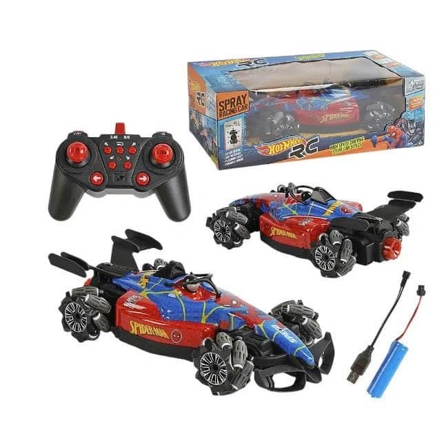 Spiderman Remote Control Smoke-Spraying Stunt Car – A Masterpiece of Speed ​​and 360-Degree Spinning