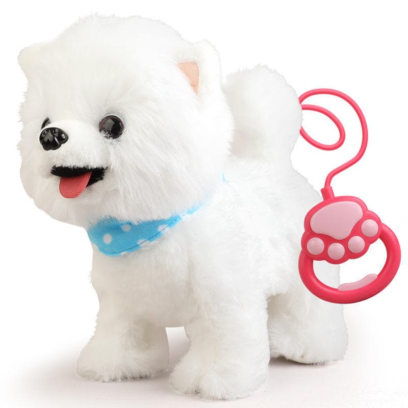 Samoyed Walking Dog Barking Toy Dog for Kid Girl Dog ToyToddler Interactive DogThat Walk Licking Doggy Puppy with Leash, Electric Talking Singing Tail Wag Plush Pretend Dress Up Birthday Gift