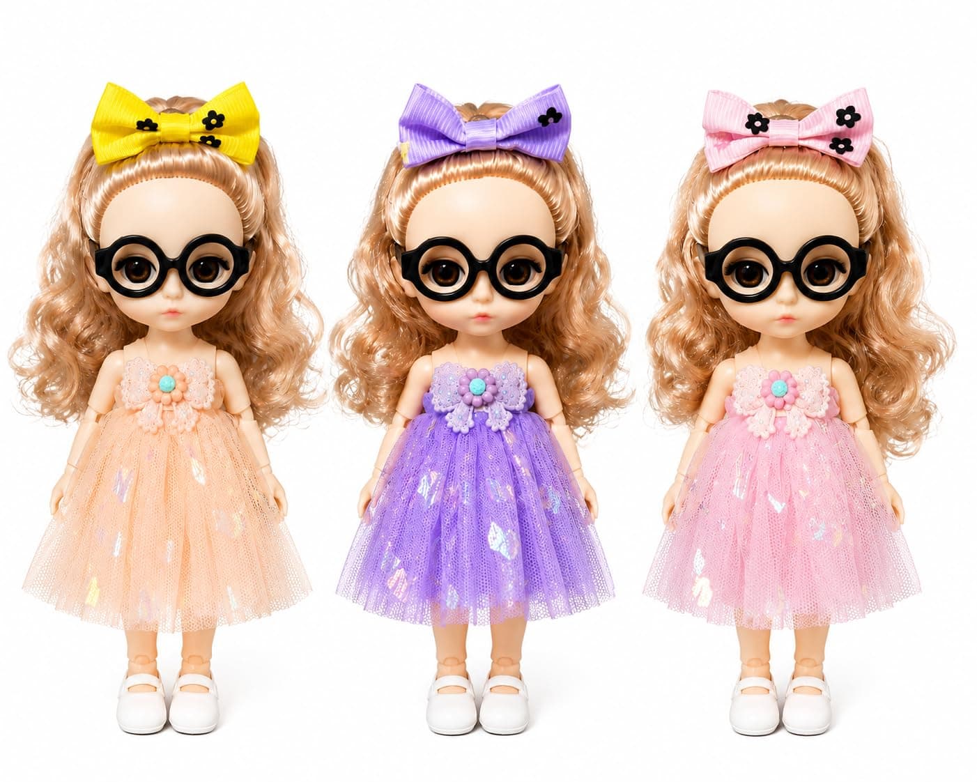 Stylish Girl Doll Keyring with Glasses pack of 2 (Multicolour) - Random Color