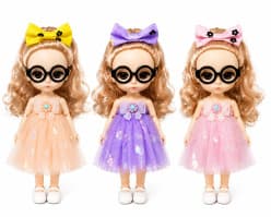Stylish Girl Doll Keyring with Glasses pack of 2 (Multicolour) - Random Color
