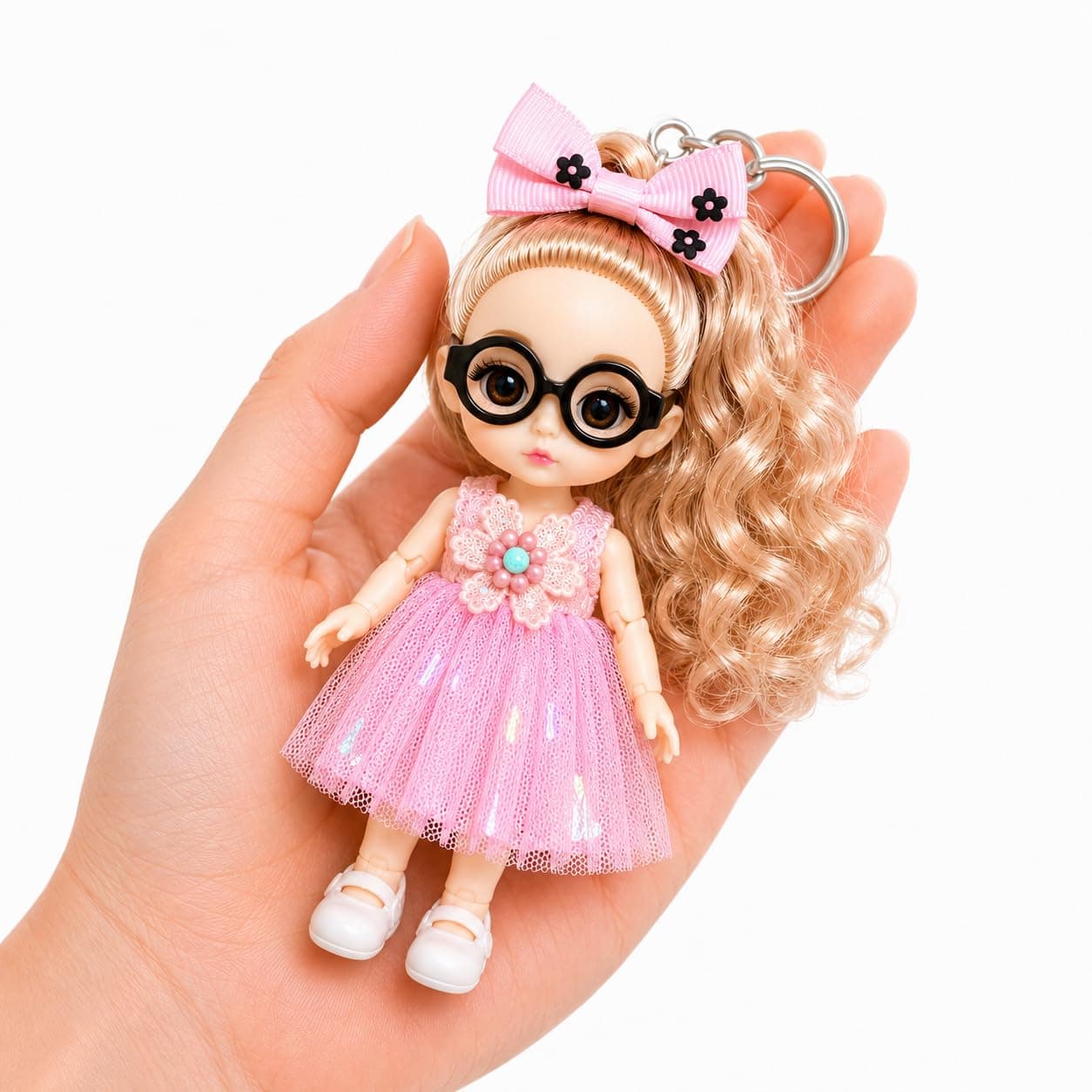 Stylish Girl Doll Keyring with Glasses pack of 2 (Multicolour) - Random Color — view 3