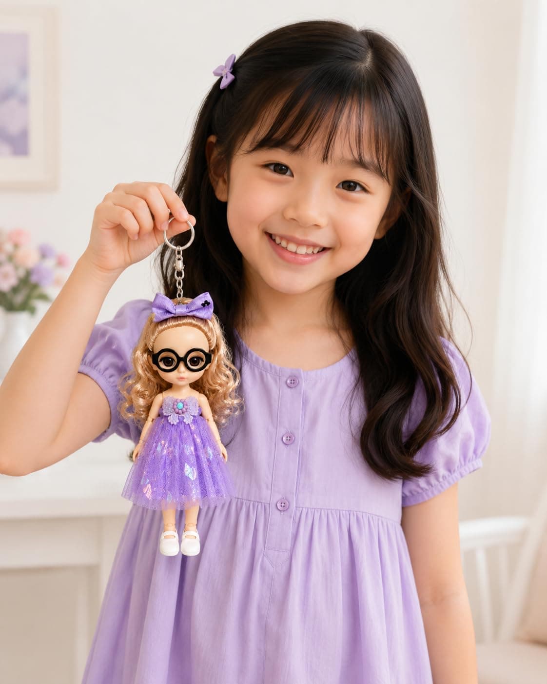 Stylish Girl Doll Keyring with Glasses pack of 2 (Multicolour) - Random Color — view 4