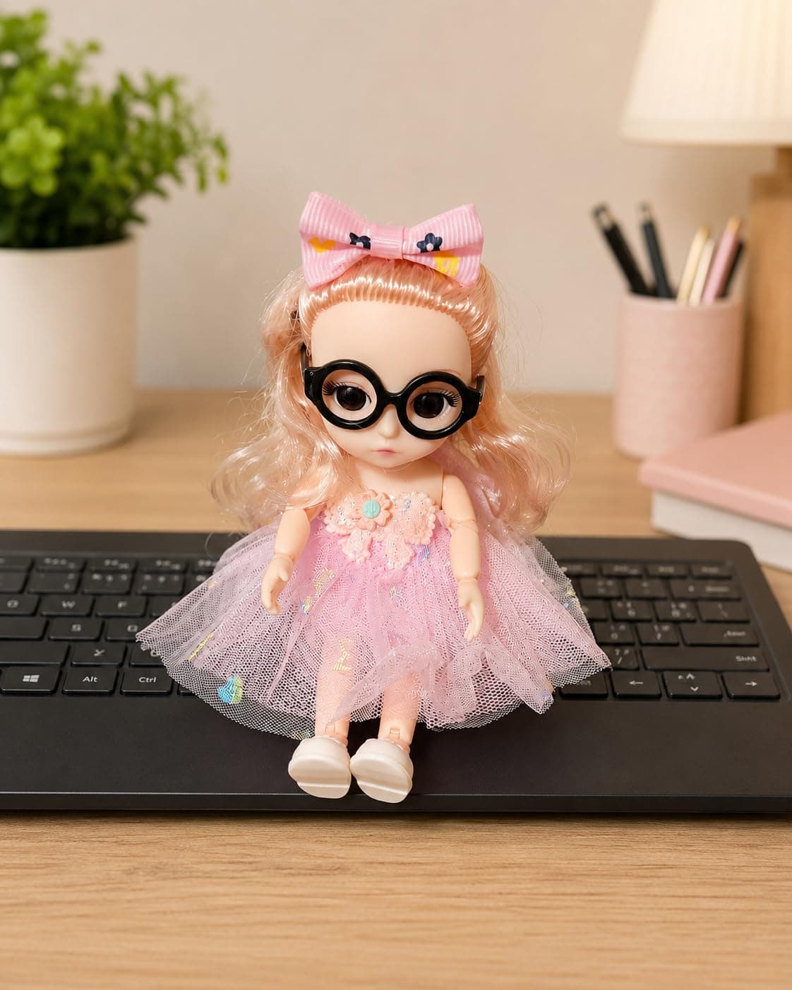 Stylish Girl Doll Keyring with Glasses pack of 2 (Multicolour) - Random Color — view 6