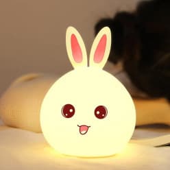 Cute Bunny Night Light | LED Touch Sensor Silicone Rabbit Lamp | Portable Nursery Bedside Night Lamp for Kids, Baby Room, Bedroom & Home Decor