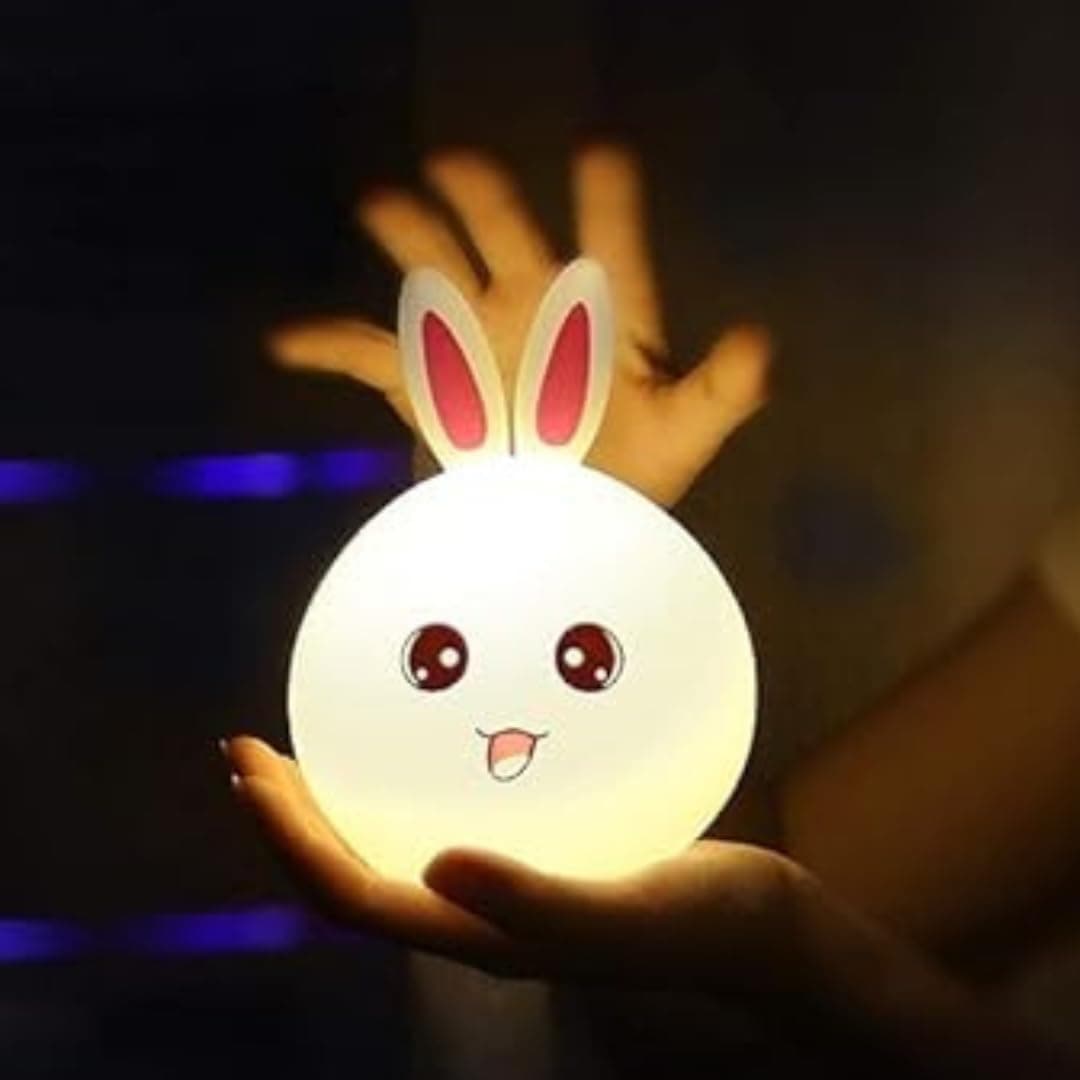 Cute Bunny Night Light | LED Touch Sensor Silicone Rabbit Lamp | Portable Nursery Bedside Night Lamp for Kids, Baby Room, Bedroom & Home Decor — view 2