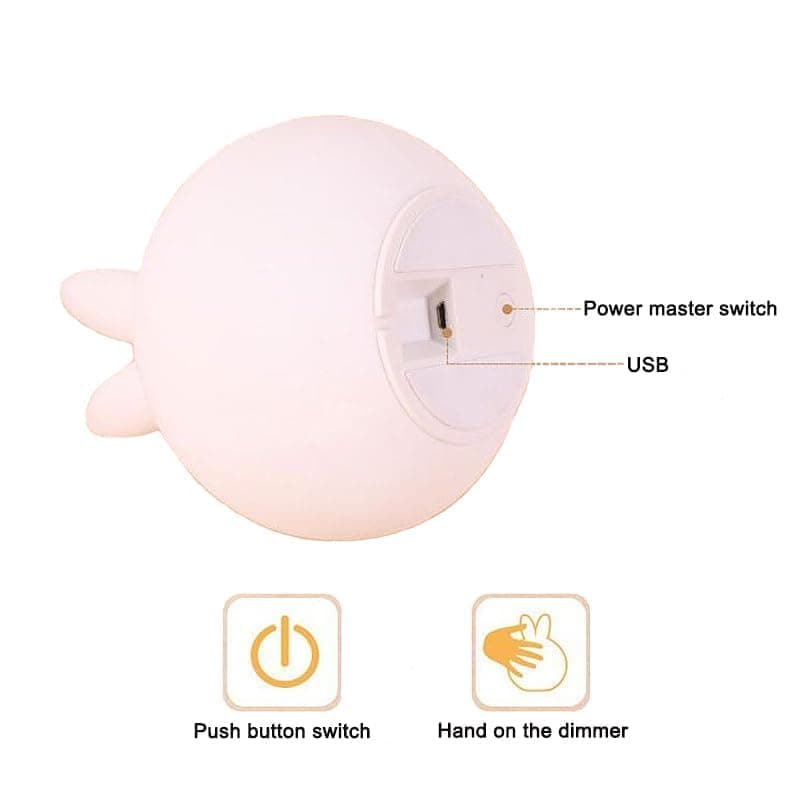 Cute Bunny Night Light | LED Touch Sensor Silicone Rabbit Lamp | Portable Nursery Bedside Night Lamp for Kids, Baby Room, Bedroom & Home Decor — view 3