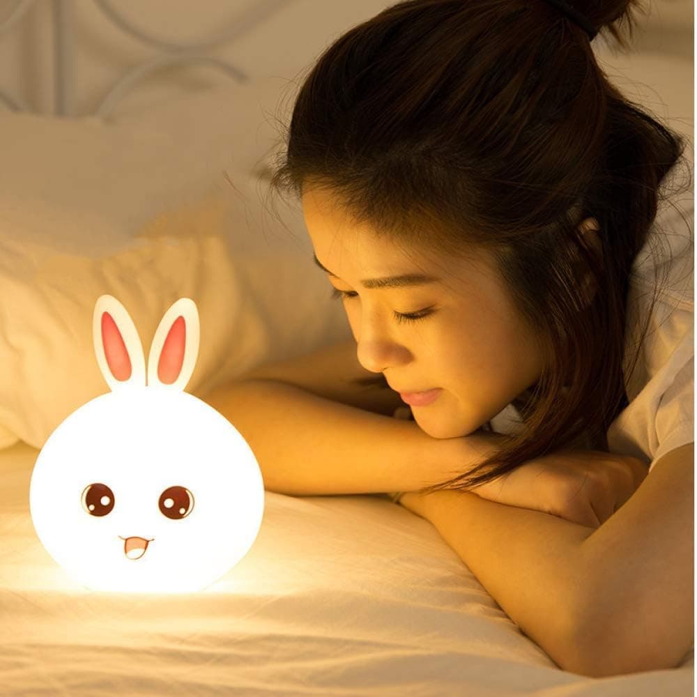 Cute Bunny Night Light | LED Touch Sensor Silicone Rabbit Lamp | Portable Nursery Bedside Night Lamp for Kids, Baby Room, Bedroom & Home Decor — view 6