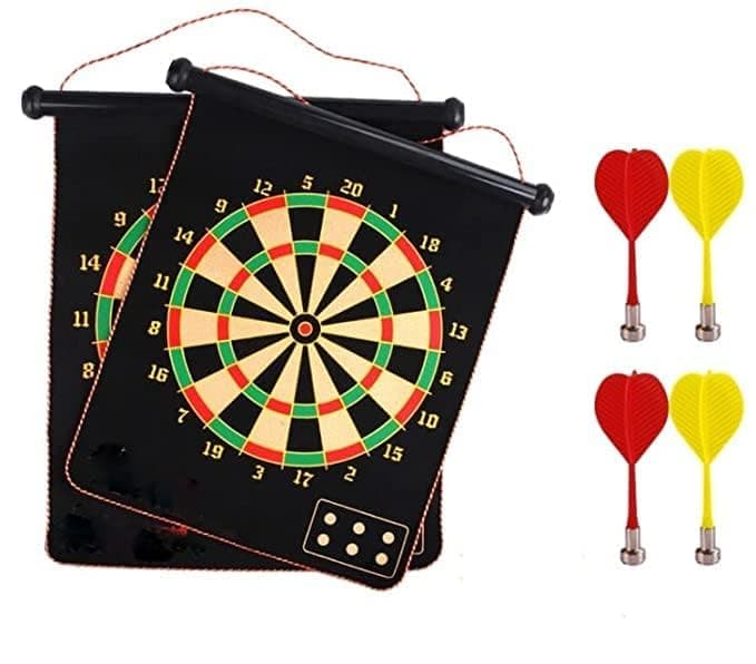 Kidoyz 15 inch Magnetic Dart Board Game for Kids, Double Sided Foldable Dart Board Game Toy for Kids with 4 Free Magnetic Darts (15 Inch)