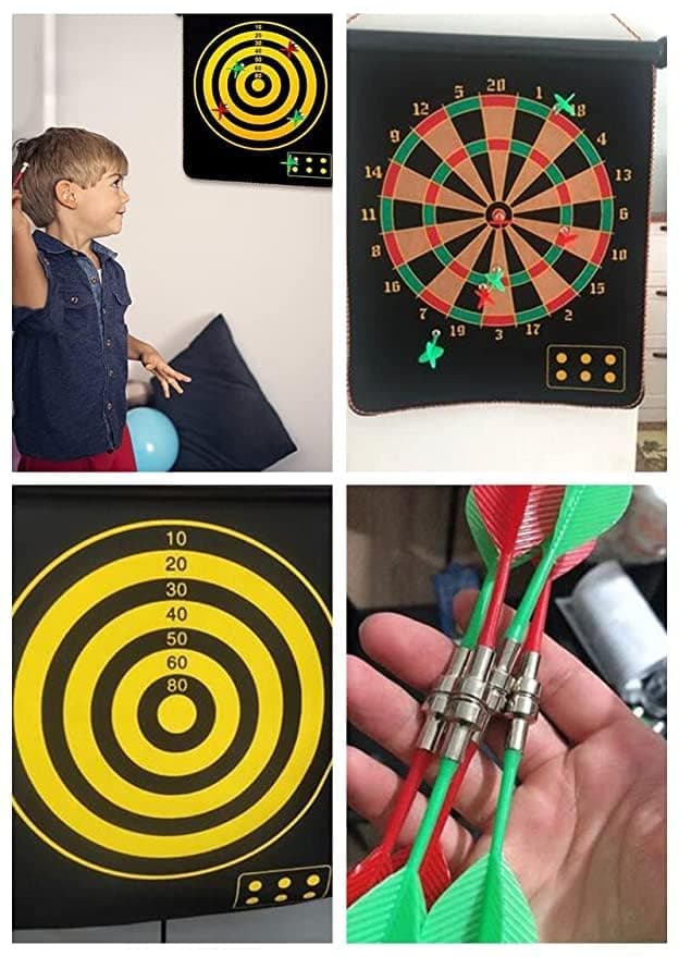 Kidoyz 15 inch Magnetic Dart Board Game for Kids, Double Sided Foldable Dart Board Game Toy for Kids with 4 Free Magnetic Darts (15 Inch) — view 2