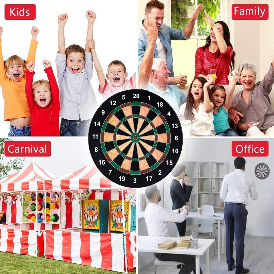 Kidoyz Magnetic Dart Board for Kids 15 Inch – Safe Dart Game Set with 4 Darts, Indoor Outdoor Sports Toy for Boys Girls, Family Game, Party Game, Birthday Gift Toy — view 3