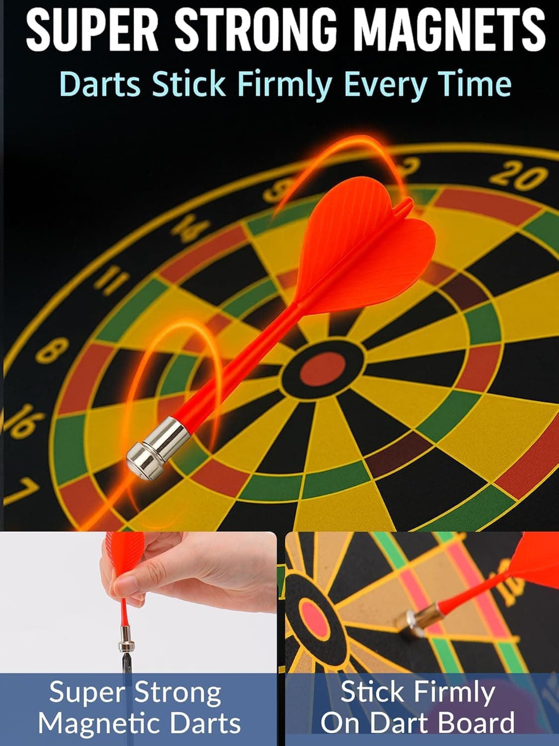 Kidoyz Magnetic Dart Board for Kids 15 Inch – Safe Dart Game Set with 4 Darts, Indoor Outdoor Sports Toy for Boys Girls, Family Game, Party Game, Birthday Gift Toy — view 8