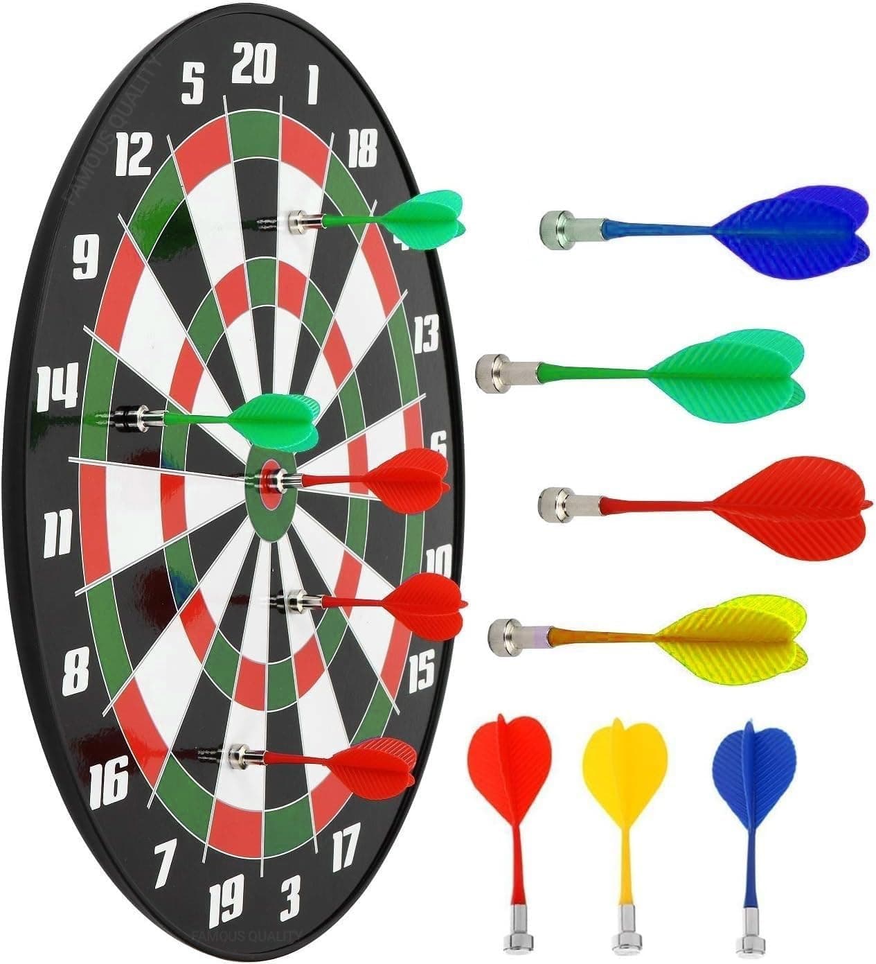 Kidoyz 17 Dartboard Kit - 6 Soft Darts,Family Fun Games,Birthday/Christmas Gifts for Children Adults 17-inch Multi Color