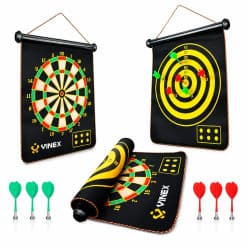 Kidoyz 17 inch Magnetic Roll-Up Dart Board Set with 6 Darts